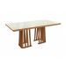 Conjunto de Mesa de Jantar Retangular com Tampo de Vidro Off White Alteia e 6 Cadeiras Elva Bouclé Cinza e Canela