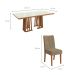 Conjunto de Mesa de Jantar Retangular com Tampo de Vidro Off White Alteia e 6 Cadeiras Elva Bouclé Fendi e Canela
