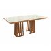 Conjunto de Mesa de Jantar Retangular com Tampo de Vidro Off White Alteia e 6 Cadeiras Elva Bouclé Fendi e Canela