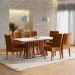 Conjunto de Mesa de Jantar Retangular com Tampo de Vidro Off White Alteia e 6 Cadeiras Elva Bouclé Terracota e Canela