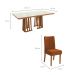 Conjunto de Mesa de Jantar Retangular com Tampo de Vidro Off White Alteia e 6 Cadeiras Elva Bouclé Terracota e Canela