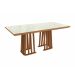 Conjunto de Mesa de Jantar Retangular com Tampo de Vidro Off White Alteia e 6 Cadeiras Elva Bouclé Terracota e Canela