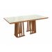 Conjunto de Mesa de Jantar Retangular com Tampo de Vidro Off White Alteia e 6 Cadeiras Elva Suede Bege e Canela