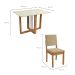 Conjunto de Mesa de Jantar Retangular com Tampo de Vidro Off White Antonela e 4 Cadeiras Lunas Bouclé Bege e Canela