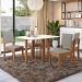 Conjunto de Mesa de Jantar Retangular com Tampo de Vidro Off White Antonela e 4 Cadeiras Lunas Bouclé Cinza e Canela