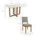 Conjunto de Mesa de Jantar Retangular com Tampo de Vidro Off White Antonela e 4 Cadeiras Lunas Bouclé Cinza e Canela