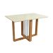 Conjunto de Mesa de Jantar Retangular com Tampo de Vidro Off White Antonela e 4 Cadeiras Lunas Bouclé Cinza e Canela