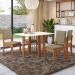 Conjunto de Mesa de Jantar Retangular com Tampo de Vidro Off White Antonela e 4 Cadeiras Lunas Bouclé Fendi e Canela