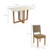 Conjunto de Mesa de Jantar Retangular com Tampo de Vidro Off White Antonela e 4 Cadeiras Lunas Bouclé Fendi e Canela