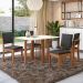Conjunto de Mesa de Jantar Retangular com Tampo de Vidro Off White Antonela e 4 Cadeiras Lunas Bouclé Titânio e Canela
