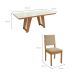 Conjunto de Mesa de Jantar Retangular com Tampo de Vidro Off White Cinara e 8 Cadeiras Luna Bouclé Bege e Canela