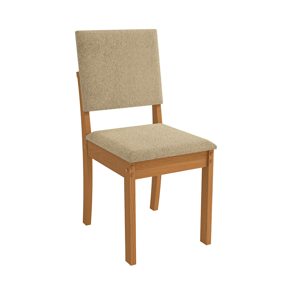 Conjunto de Mesa de Jantar Retangular com Tampo de Vidro Off White Cinara e 8 Cadeiras Luna Bouclé Bege e Canela