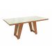 Conjunto de Mesa de Jantar Retangular com Tampo de Vidro Off White Cinara e 8 Cadeiras Luna Bouclé Bege e Canela