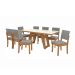 Conjunto de Mesa de Jantar Retangular com Tampo de Vidro Off White Cinara e 8 Cadeiras Luna Bouclé Cinza e Canela