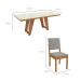 Conjunto de Mesa de Jantar Retangular com Tampo de Vidro Off White Cinara e 8 Cadeiras Luna Bouclé Cinza e Canela