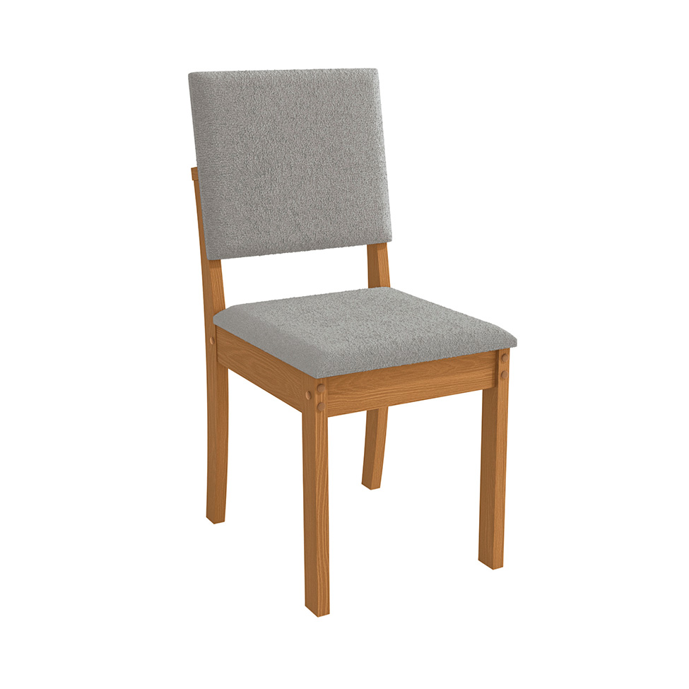 Conjunto de Mesa de Jantar Retangular com Tampo de Vidro Off White Cinara e 8 Cadeiras Luna Bouclé Cinza e Canela