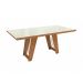 Conjunto de Mesa de Jantar Retangular com Tampo de Vidro Off White Cinara e 8 Cadeiras Luna Bouclé Cinza e Canela