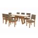 Conjunto de Mesa de Jantar Retangular com Tampo de Vidro Off White Cinara e 8 Cadeiras Luna Bouclé Fendi e Canela