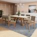 Conjunto de Mesa de Jantar Retangular com Tampo de Vidro Off White Cinara e 8 Cadeiras Luna Bouclé Fendi e Canela
