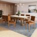 Conjunto de Mesa de Jantar Retangular com Tampo de Vidro Off White Cinara e 8 Cadeiras Luna Bouclé Terracota e Canela