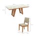 Conjunto de Mesa de Jantar Retangular com Tampo de Vidro Off White Cinara e 8 Cadeiras Luna Jacquard Bege e Canela