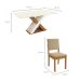 Conjunto de Mesa de Jantar Retangular com Tampo de Vidro Off White Graviola e 6 Cadeiras Luna Bouclé Bege e Canela