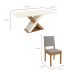 Conjunto de Mesa de Jantar Retangular com Tampo de Vidro Off White Graviola e 6 Cadeiras Luna Bouclé Cinza e Canela