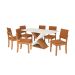 Conjunto de Mesa de Jantar Retangular com Tampo de Vidro Off White Graviola e 6 Cadeiras Luna Bouclé Terracota e Canela
