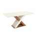 Conjunto de Mesa de Jantar Retangular com Tampo de Vidro Off White Graviola e 6 Cadeiras Luna Bouclé Terracota e Canela