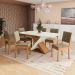 Conjunto de Mesa de Jantar Retangular com Tampo de Vidro Off White Graviola e 6 Cadeiras Luna Suede Bege e Canela