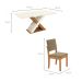 Conjunto de Mesa de Jantar Retangular com Tampo de Vidro Off White Graviola e 6 Cadeiras Luna Suede Bege e Canela