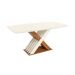Conjunto de Mesa de Jantar Retangular com Tampo de Vidro Off White Graviola e 6 Cadeiras Luna Suede Bege e Canela