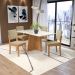 Conjunto de Mesa de Jantar Retangular com Tampo de Vidro Off White Lotus e 4 Cadeiras Luna Bouclé Bege e Canela