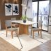 Conjunto de Mesa de Jantar Retangular com Tampo de Vidro Off White Lotus e 4 Cadeiras Luna Bouclé Cinza e Canela