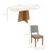 Conjunto de Mesa de Jantar Retangular com Tampo de Vidro Off White Lotus e 4 Cadeiras Luna Bouclé Cinza e Canela