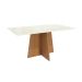 Conjunto de Mesa de Jantar Retangular com Tampo de Vidro Off White Lotus e 4 Cadeiras Luna Bouclé Cinza e Canela