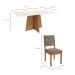 Conjunto de Mesa de Jantar Retangular com Tampo de Vidro Off White Lotus e 4 Cadeiras Luna Bouclé Fendi e Canela
