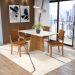 Conjunto de Mesa de Jantar Retangular com Tampo de Vidro Off White Lotus e 4 Cadeiras Luna Bouclé Terracota e Canela
