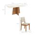 Conjunto de Mesa de Jantar Retangular com Tampo de Vidro Off White Lotus e 4 Cadeiras Luna Linho Areia e Canela