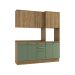 Cozinha Compacta Botanic 9 Portas 3 Gavetas Verde e Nogueira 190 cm