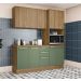 Cozinha Compacta Botanic 9 Portas 3 Gavetas Verde e Nogueira 190 cm