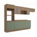 Cozinha Compacta Botanic com Tela 12 Portas 3 Gavetas Nogueira e Verde