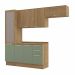Cozinha Compacta Botanic com Tela 8 Portas 3 Gavetas Nogueira e Verde
