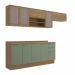 Cozinha Compacta Botanic com Tela 9 Portas 3 Gavetas Nogueira e Verde