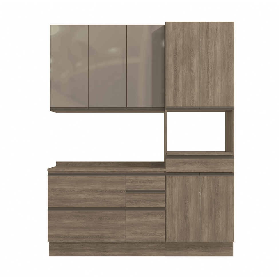 Cozinha Compacta Maxxi 8 Portas 5 Gavetas Nogal