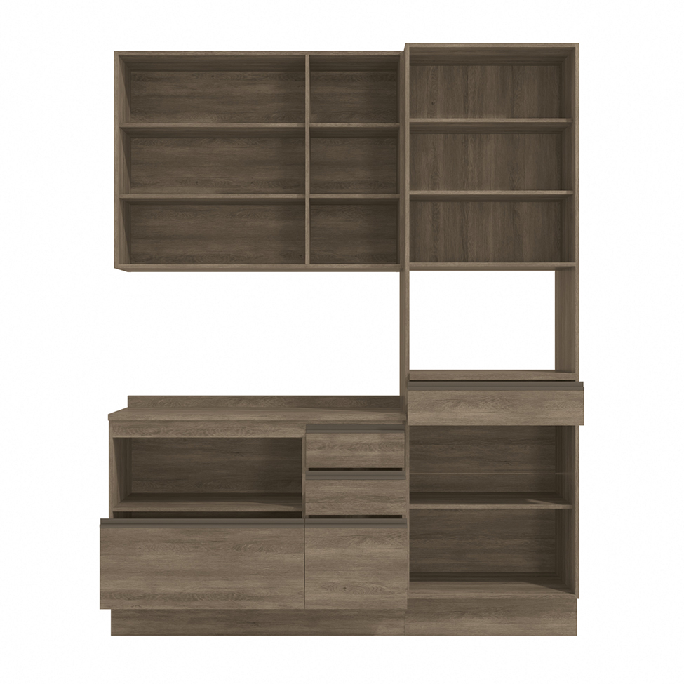 Cozinha Compacta Maxxi 8 Portas 5 Gavetas Nogal