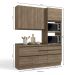 Cozinha Compacta Maxxi com Tampo 5 Portas 7 Gavetas Nogal