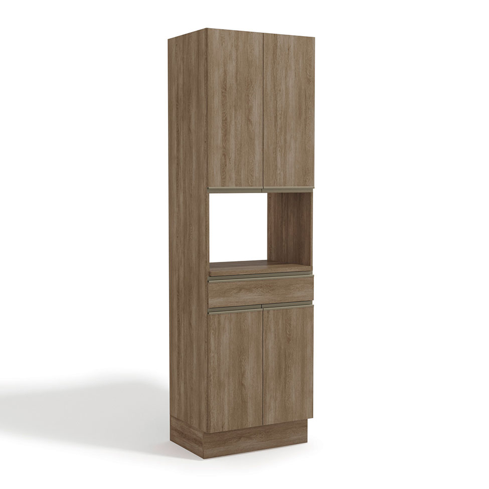 Cozinha Compacta Maxxi com Tampo 9 Portas 5 Gavetas Nogal