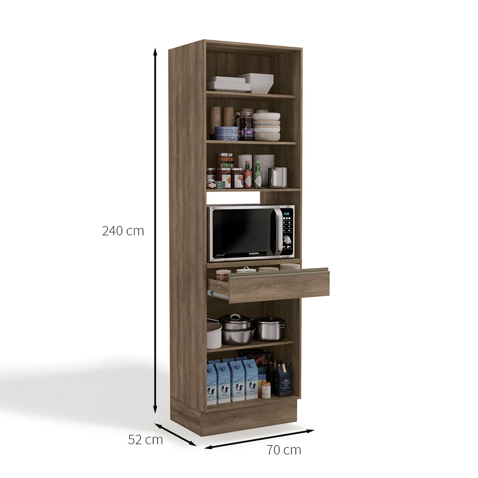Cozinha Compacta Maxxi com Tampo 9 Portas 5 Gavetas Nogal