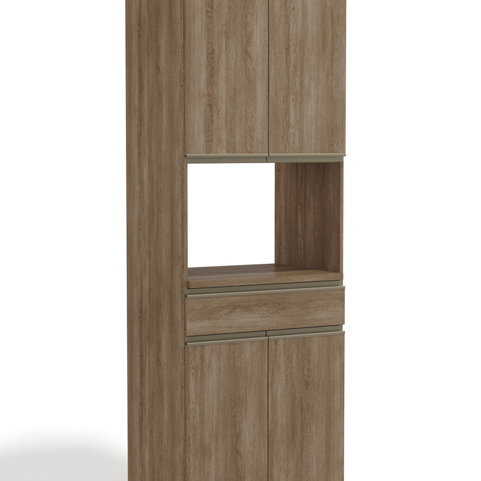 Cozinha Compacta Maxxi com Tampo 9 Portas 5 Gavetas Nogal